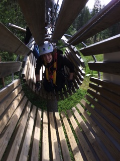 Climbing through the barrels, Forest Park Levi